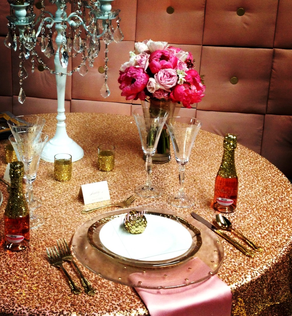 pink sequin table
