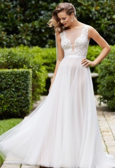 plunging v-neck hot wedding dress trend 2016